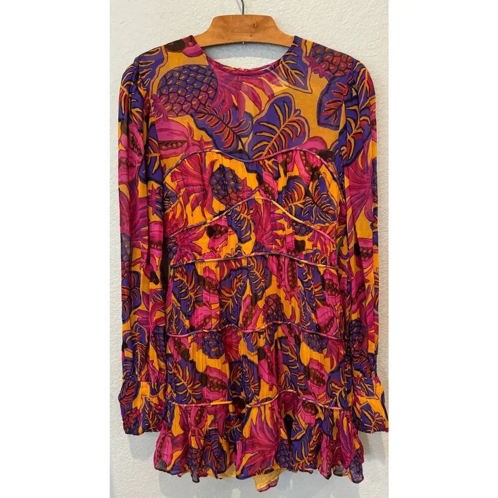 Farm Rio Fruit Dream Long-Sleeve Mini Dress Size Medium - Picture 14 of 16